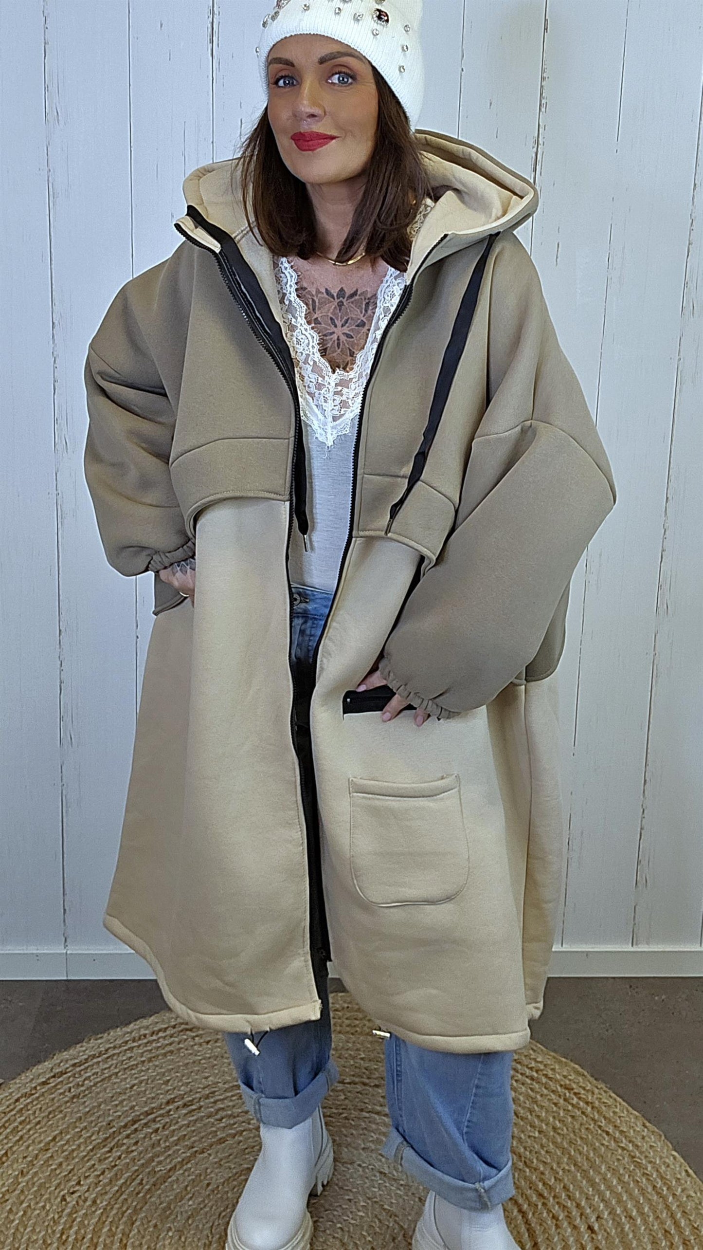 Nova lang oversized hettejakke