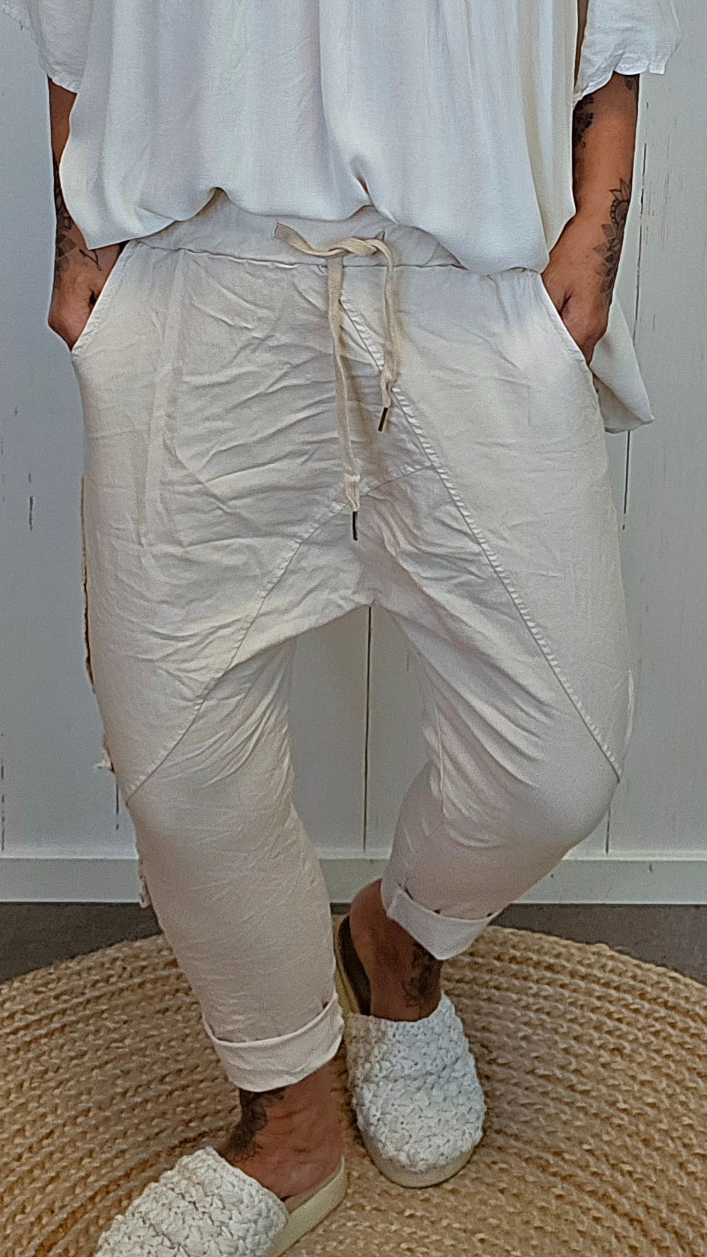 Baggy bukse beige