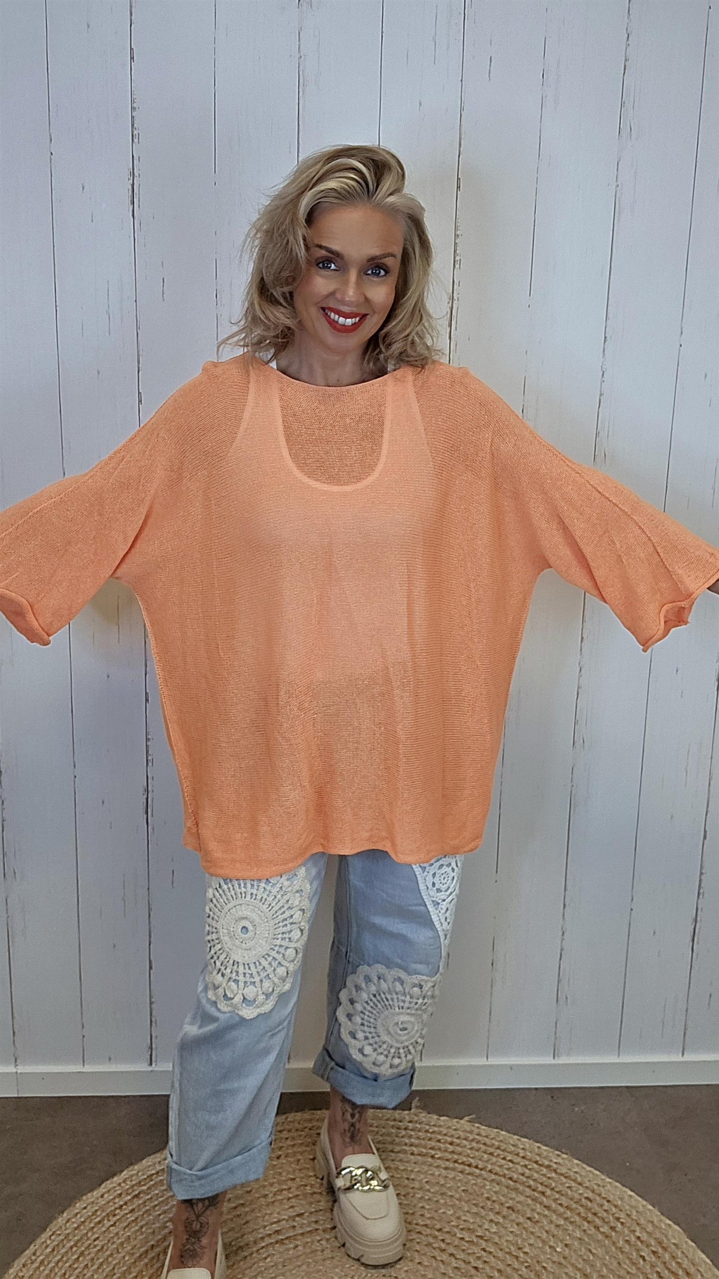 Selma Strikket Bomullstopp orange
