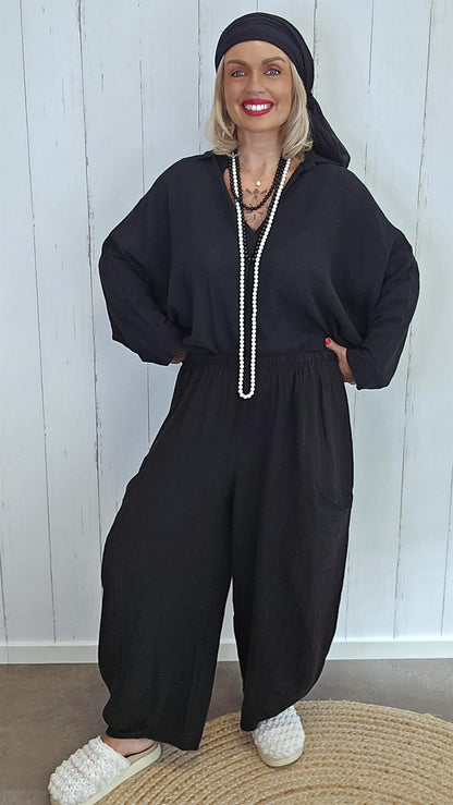 Becky baggy bukse svart
