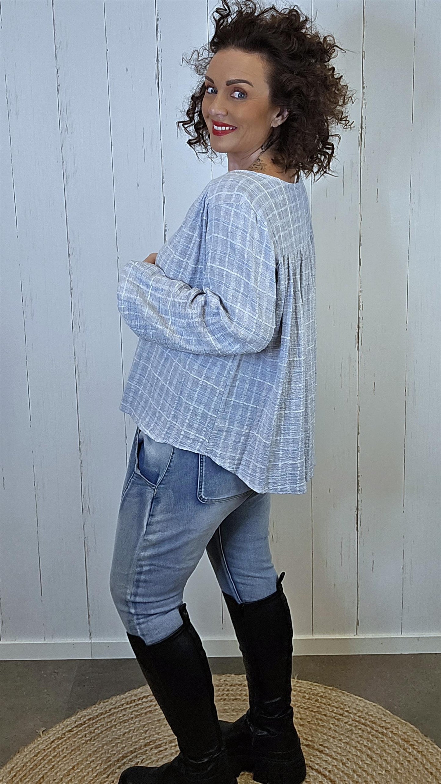 Freja bomullsbluse blå