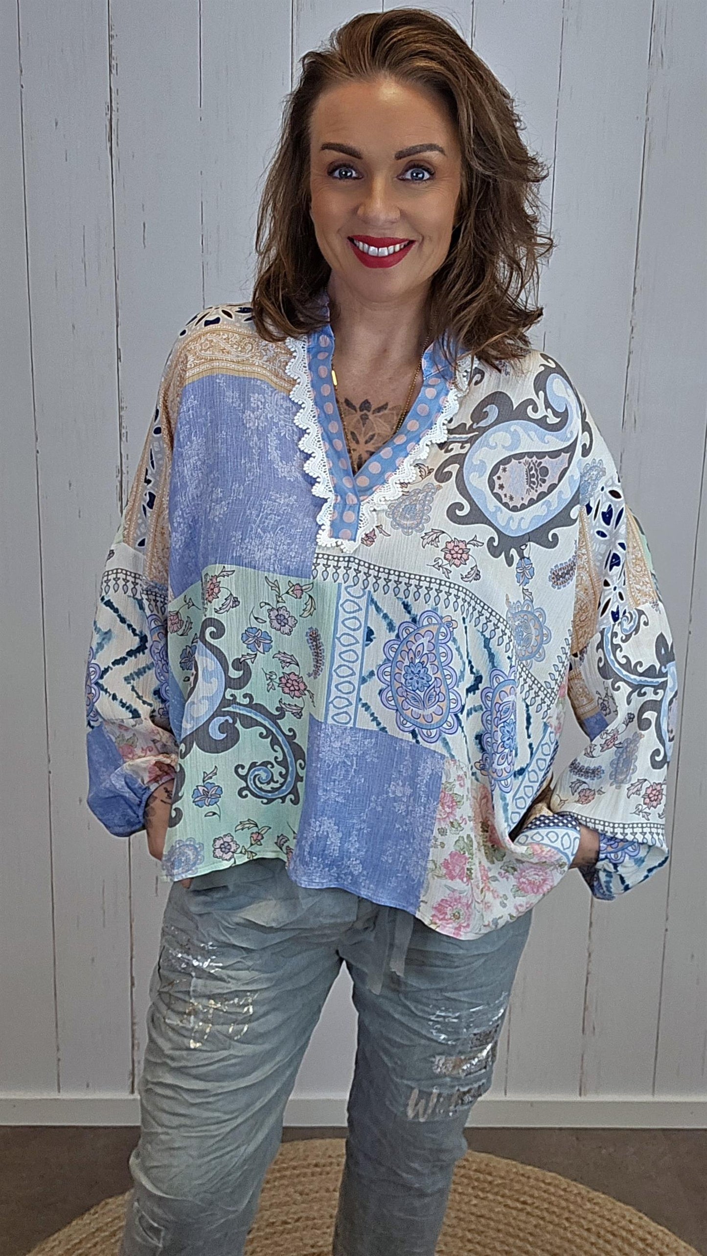 Alva patchwork bluse