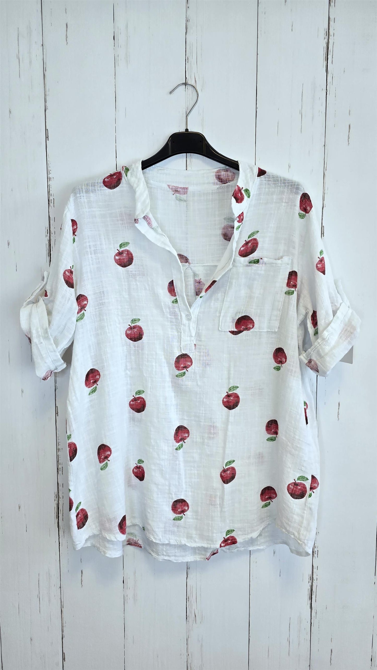 Bluse med epleprint