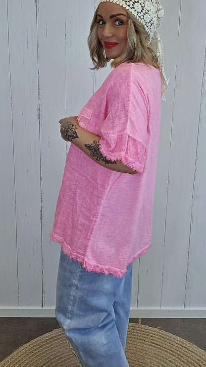 Rosa oversized topp med “NICE”