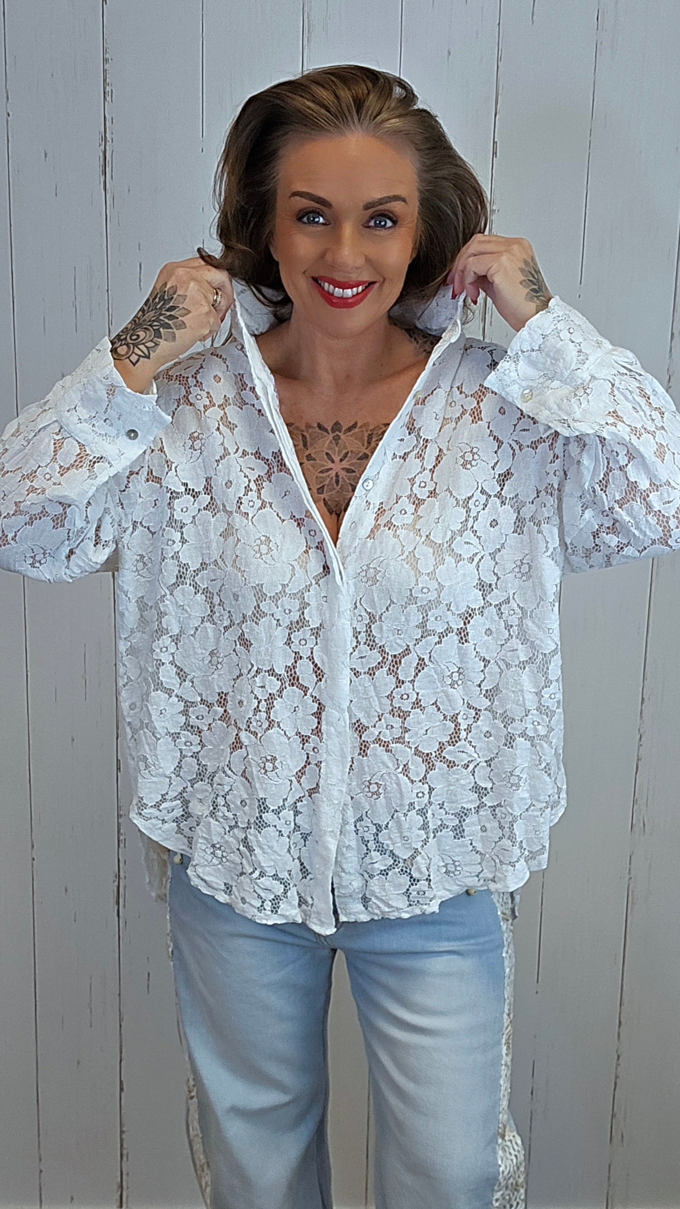 Alva blondeskjorte hvit