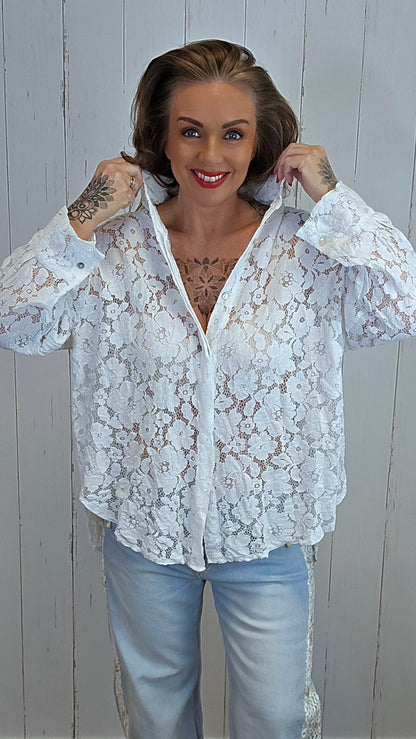 Alva blondeskjorte hvit