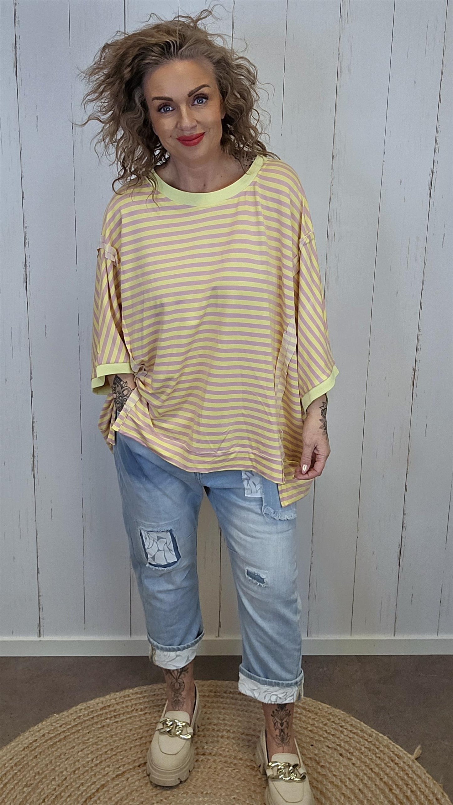 Sofie stripet topp gul