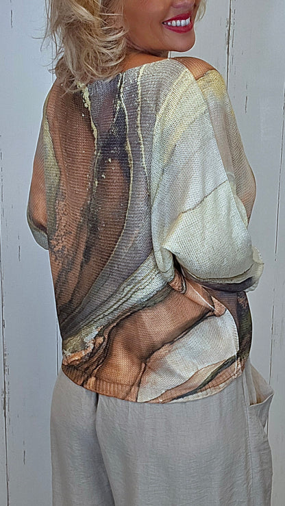 Tanja genser med kunstprint