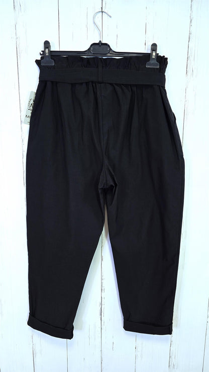 Bukse svart med knytebelte