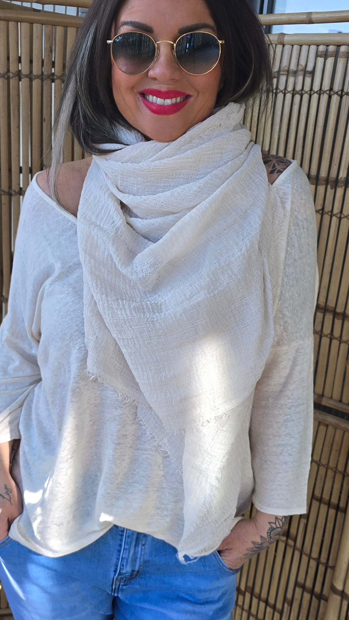 Nelly skjerf lys beige