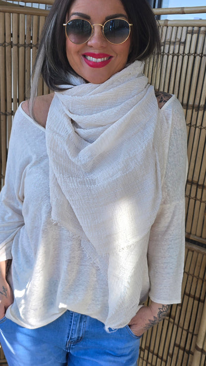 Nelly skjerf lys beige