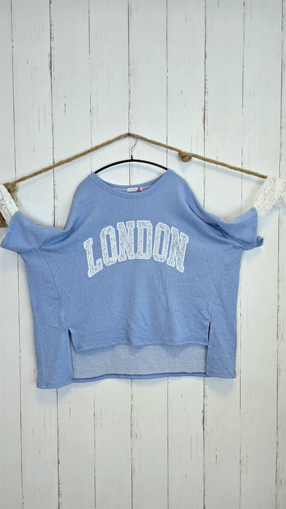 Birka oversized topp hvit/blå