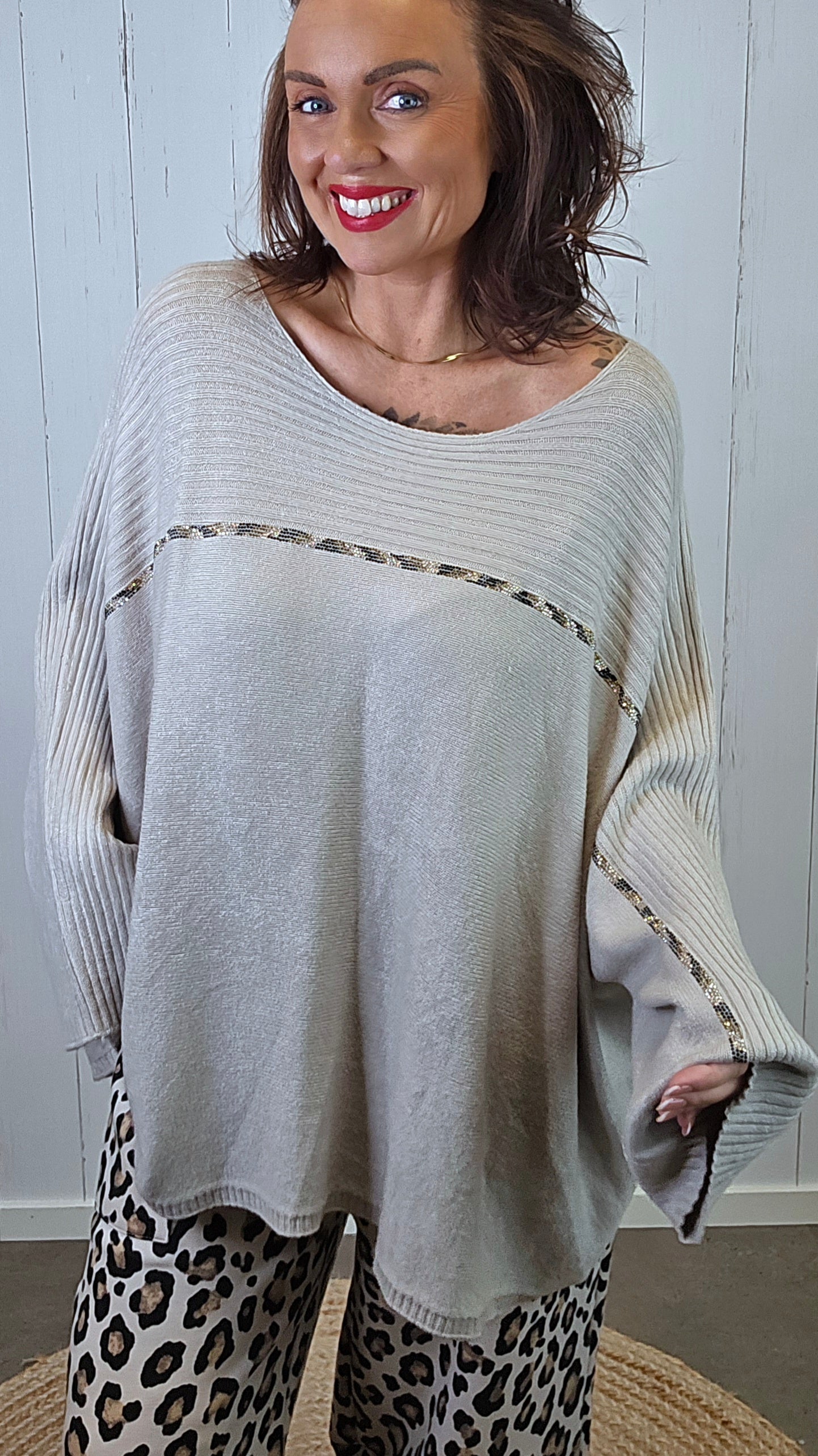 Elin Oversized Genser Taupe