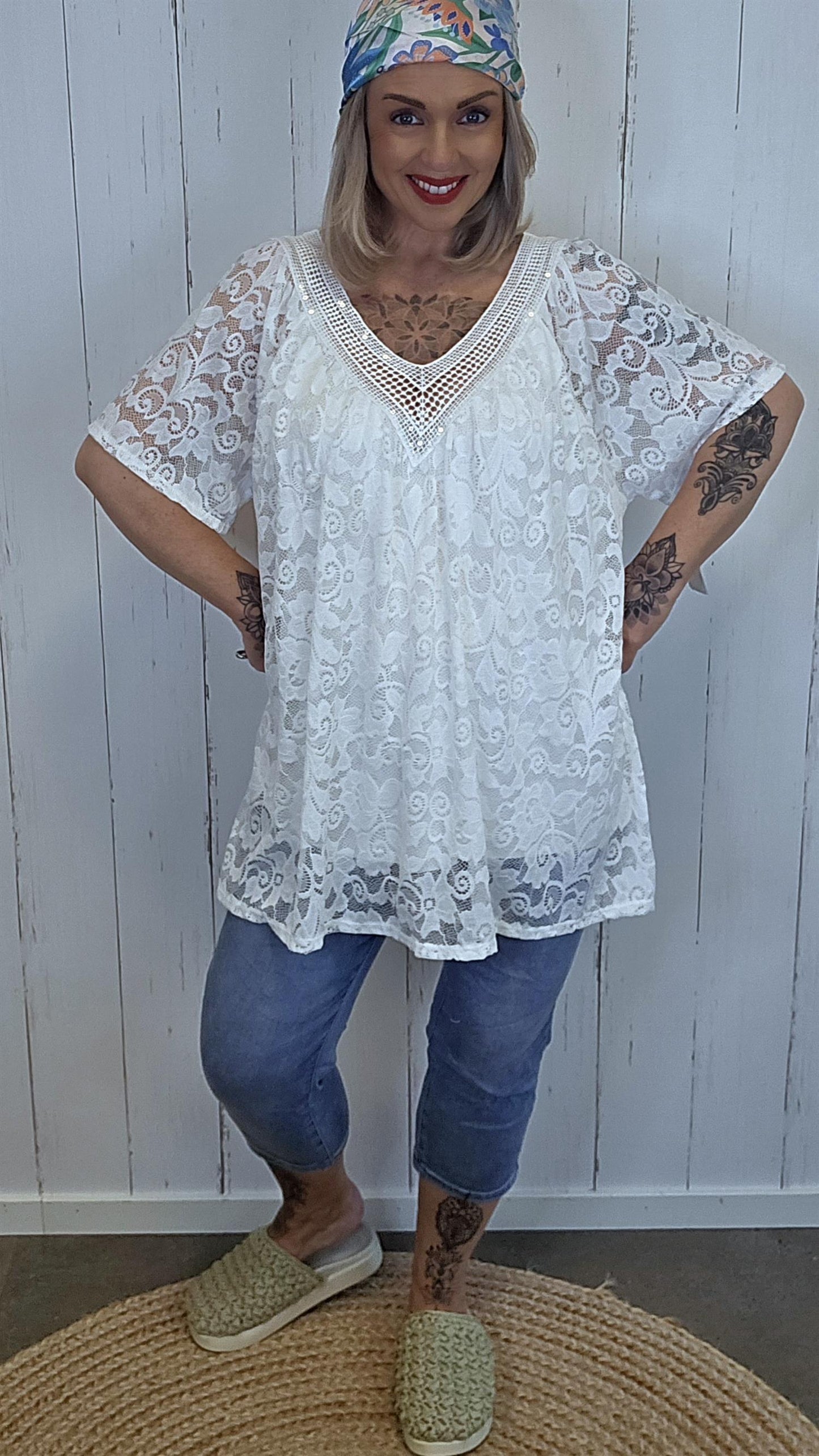 Freja blonde topp Hvit