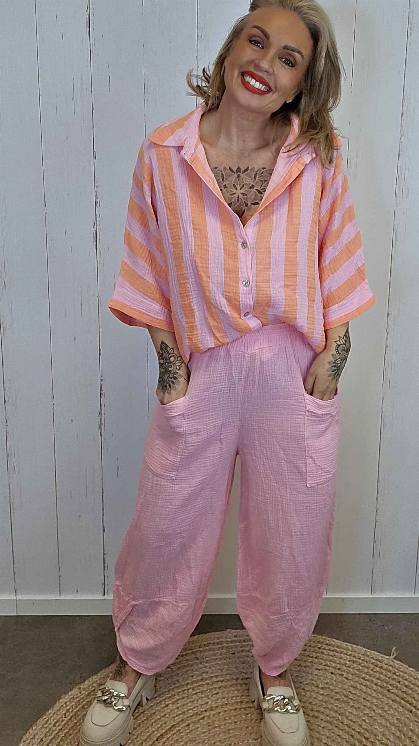 Gaia skjorte striper rosa