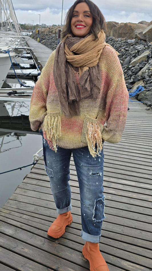 Monicha genser rosa med lommer