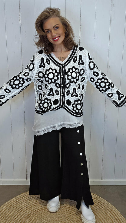 Miriam crochet jakke svart/hvit
