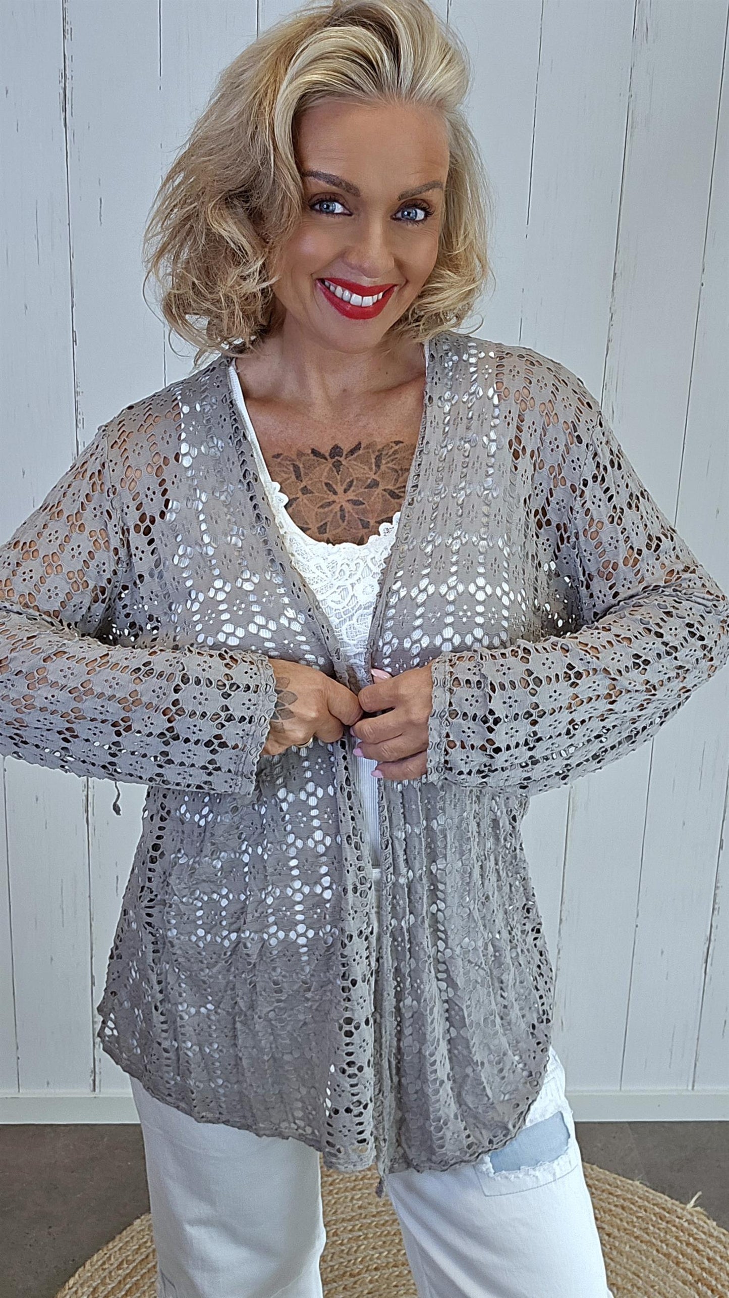 Leora lang blondecardigan taupe