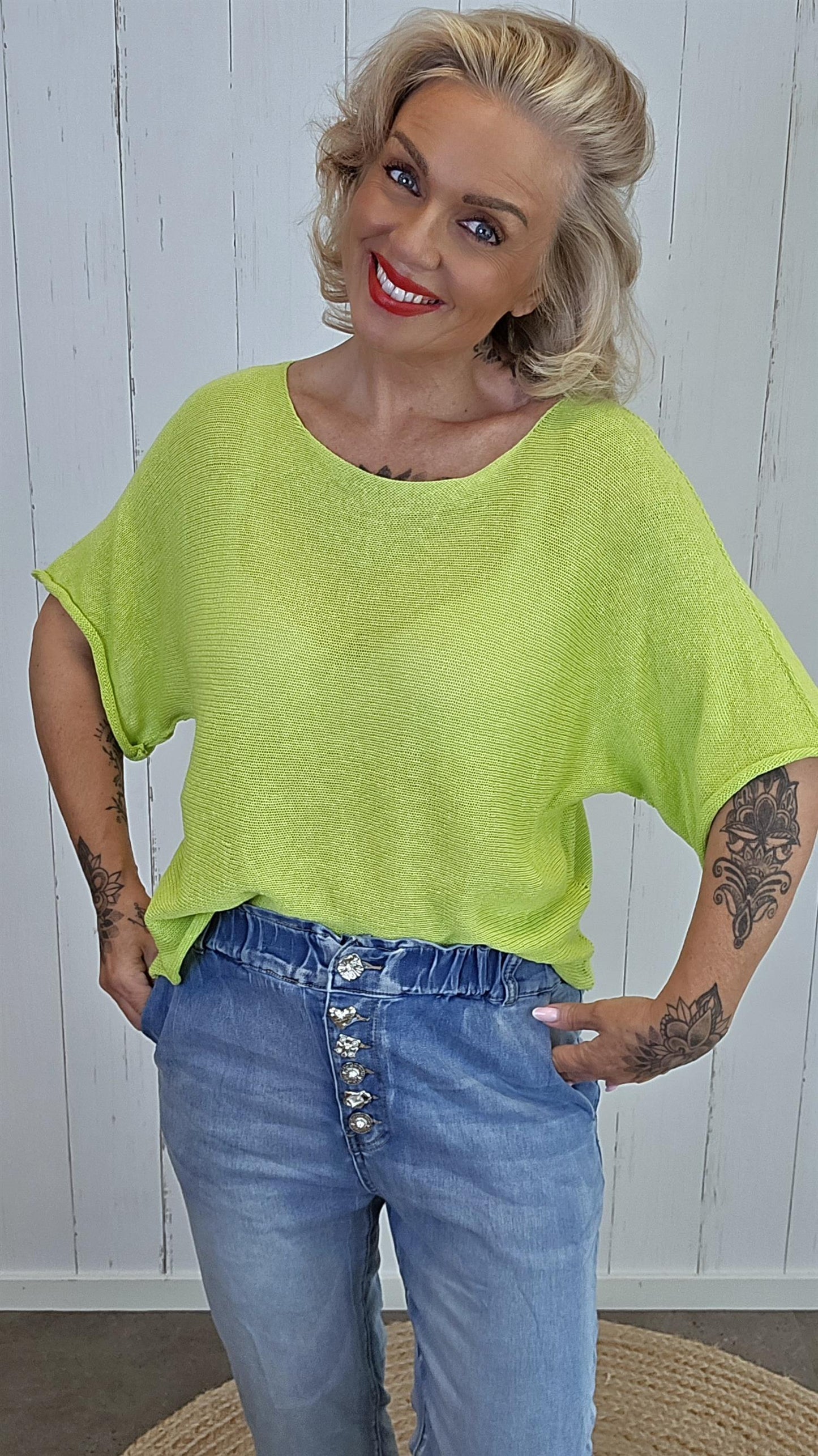 Julie Strikket Bomullstopp grønn