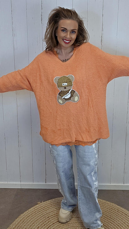 Bodil teddystrikk oransje