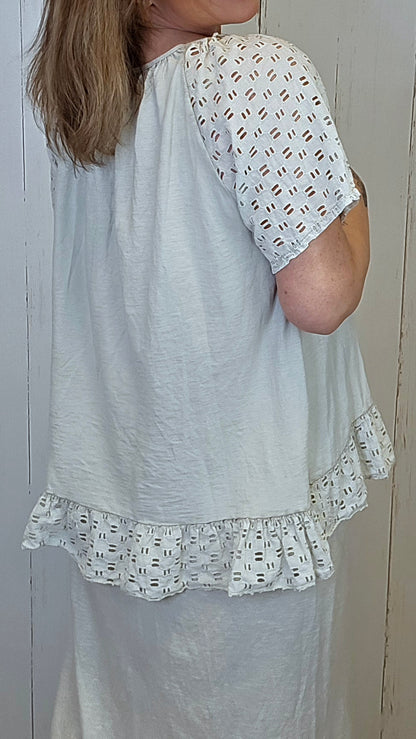 Camilla topp med blonder Beige
