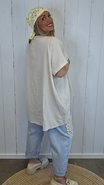 Bella Look Back topp beige