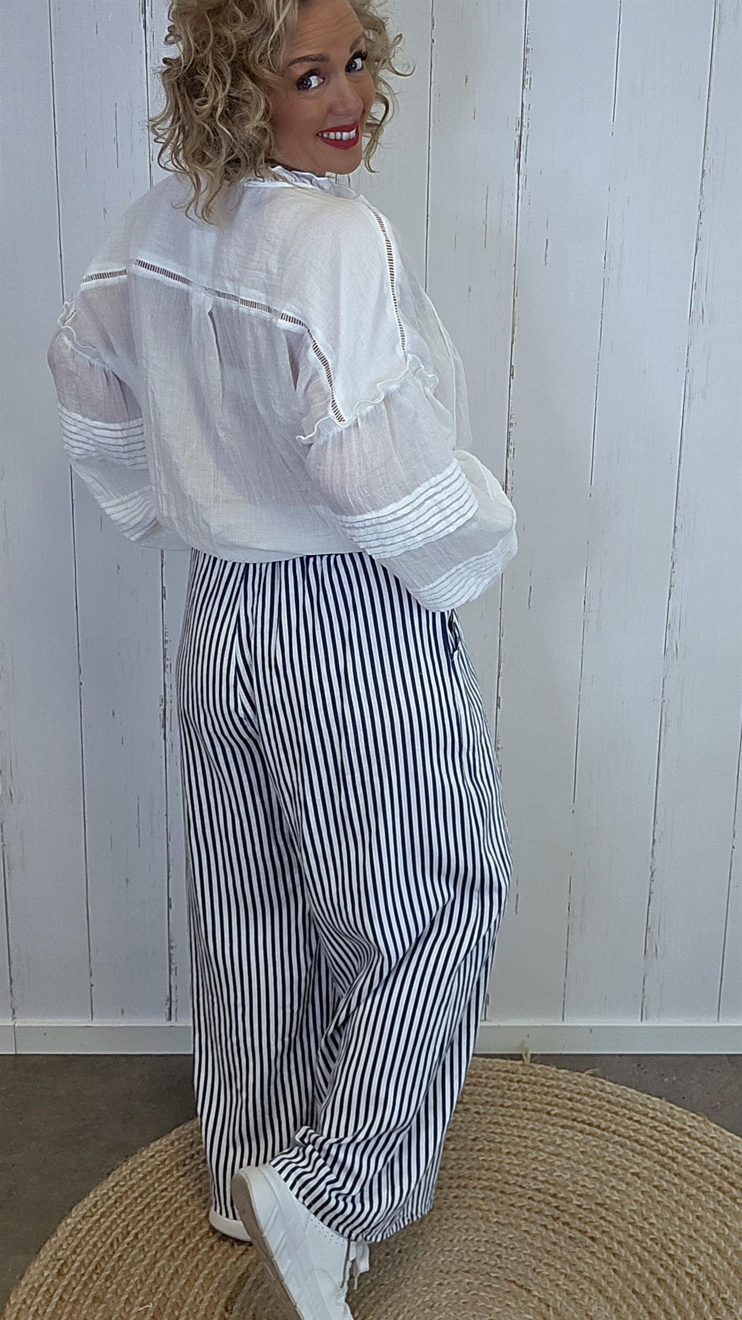 Lydia linbukse navy stripet