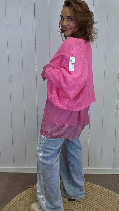 Hanne strikket genser rosa