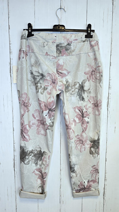 Camilla blomsterbukse beige