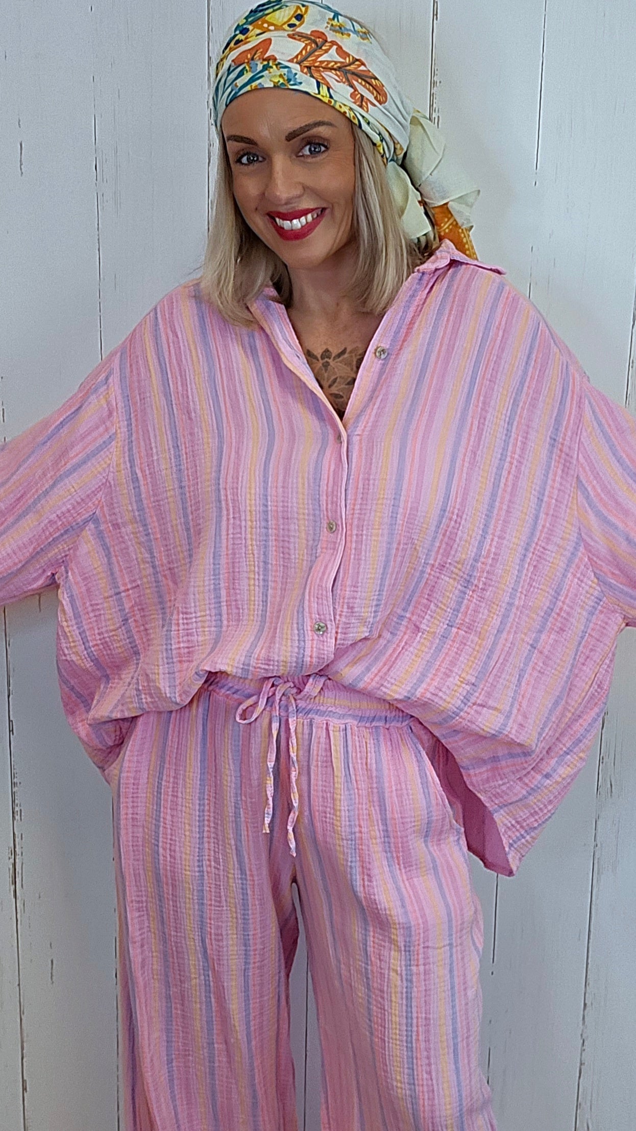 Annie skjorte med striper rosa