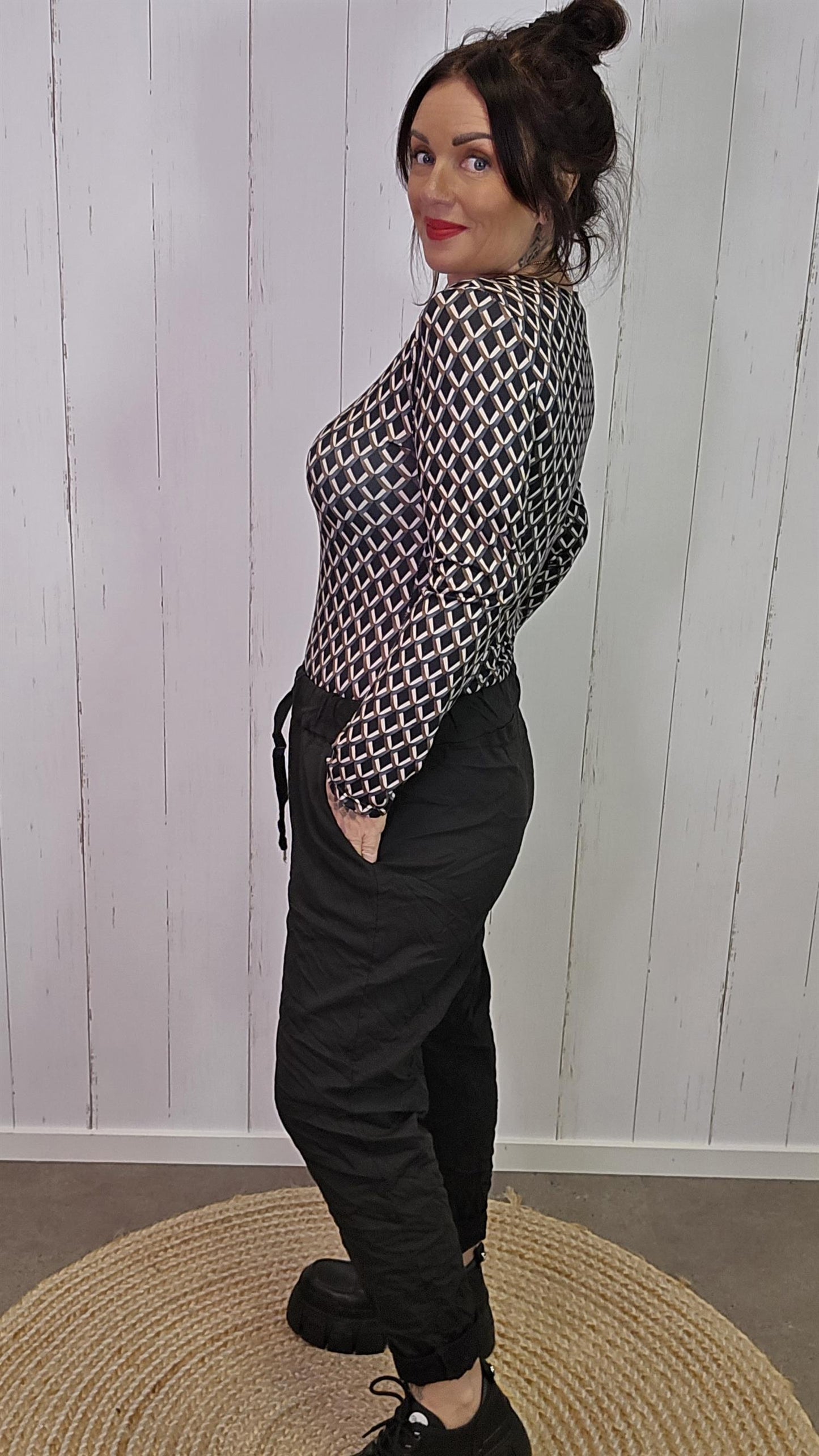 Runa mønstrete topp svart