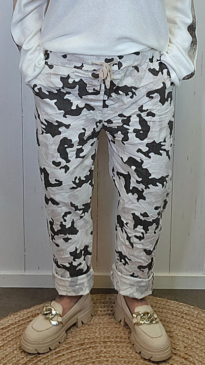 Sofia camo bukse hvit