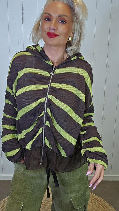 Hettejakke med blonder brun