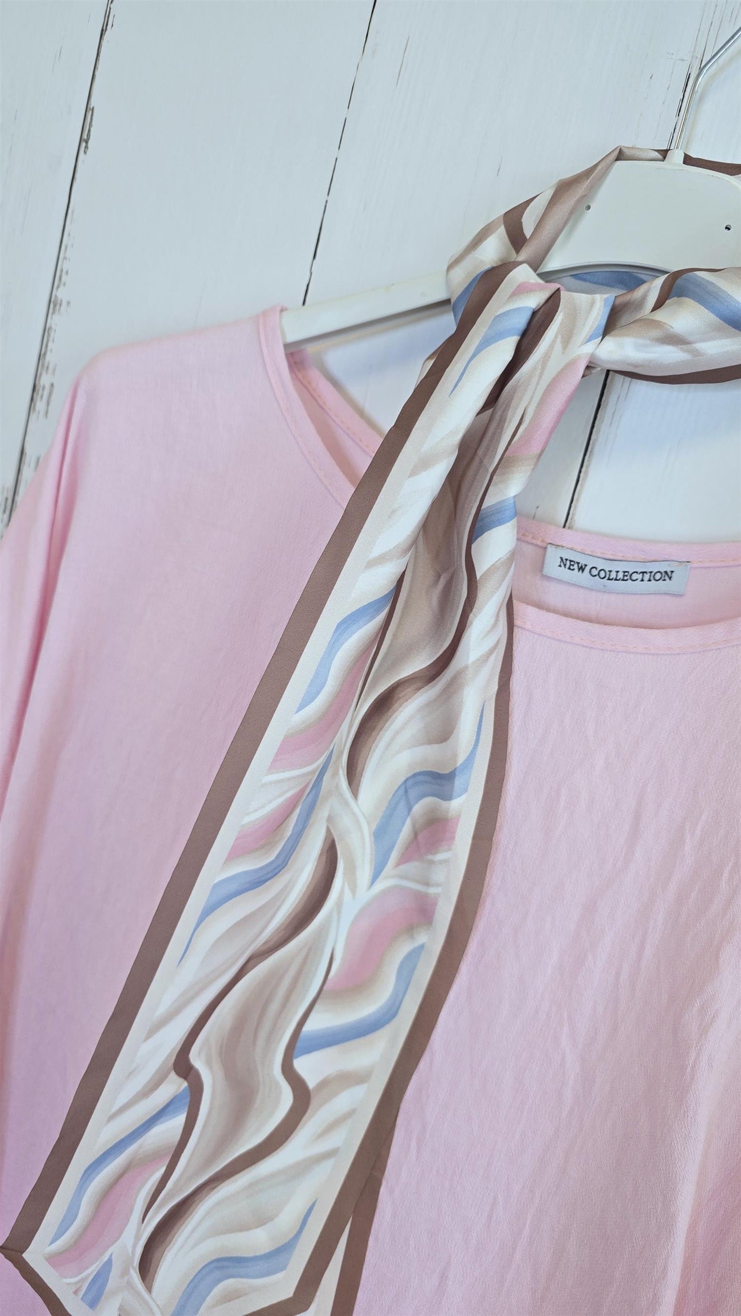 Poncho topp med skjerf rosa