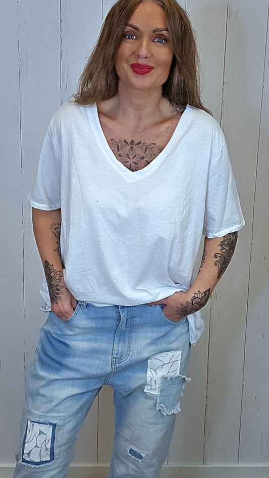 Lina hvit basic t-skjorte