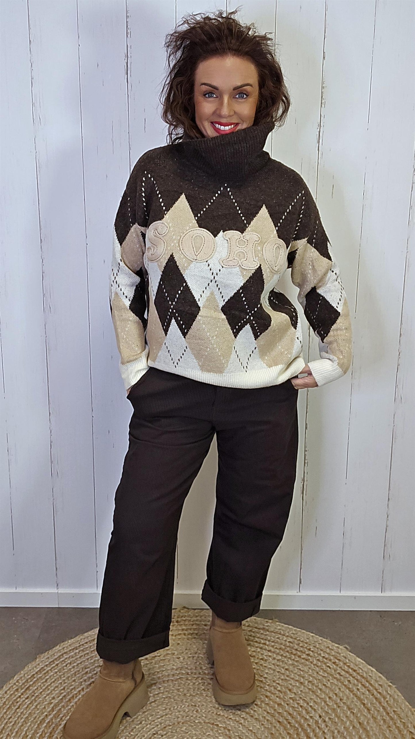 SOHO Mønstret Genser Brun