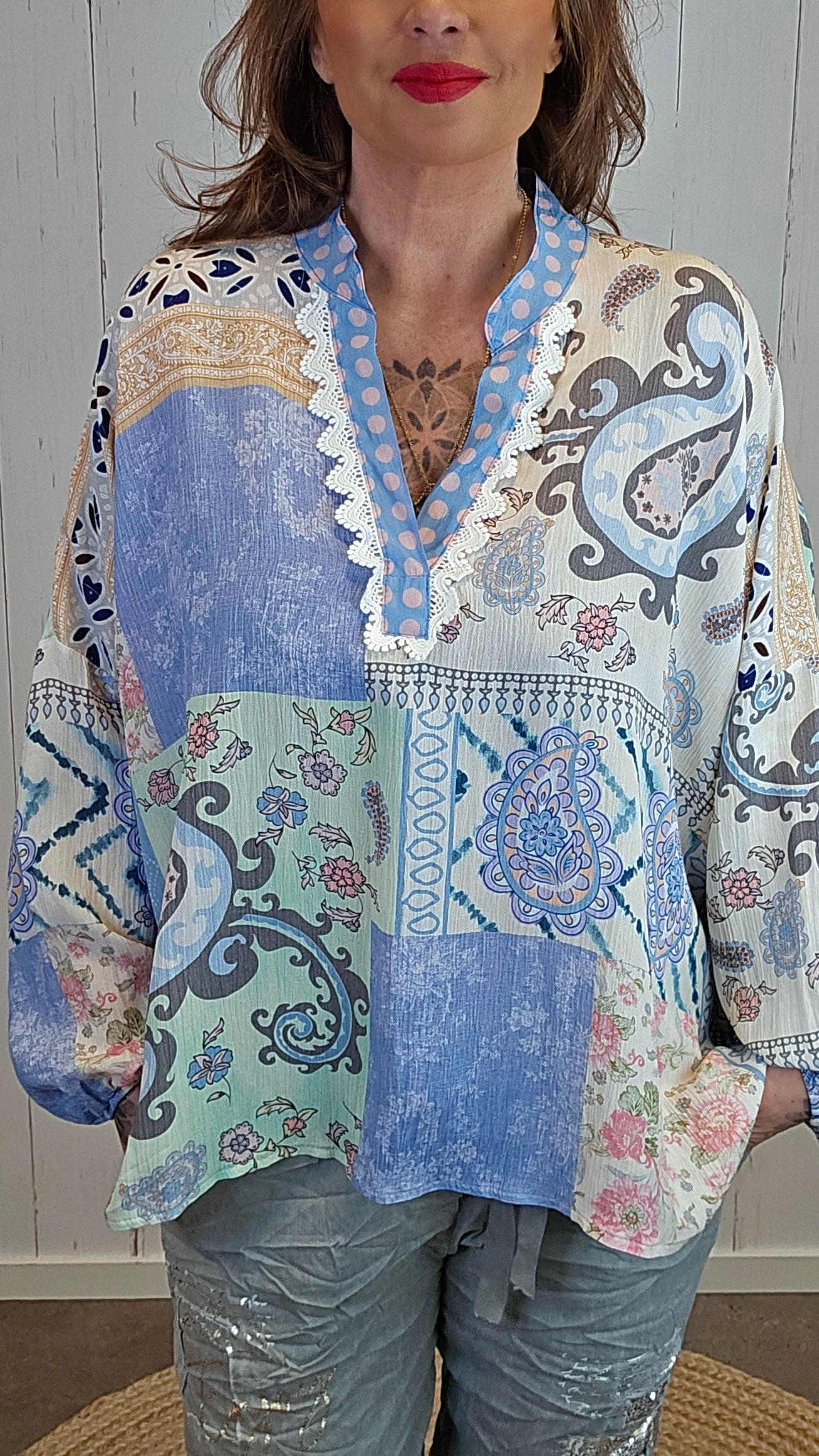 Alva patchwork bluse