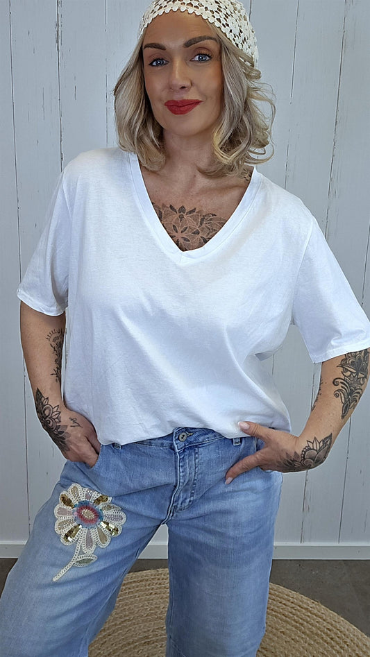 Lina hvit basic t-skjorte