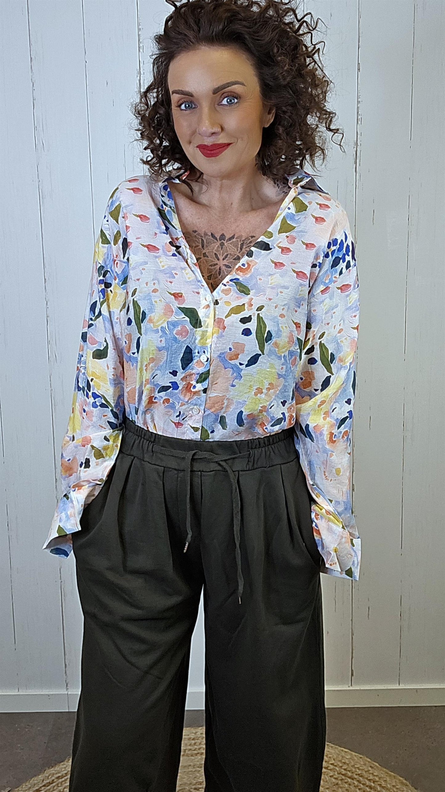 Sofie bomullsskjorte multicolor