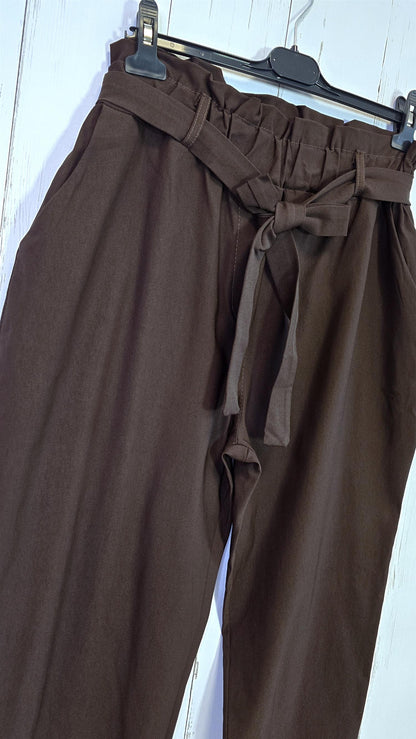 Bukse brun med knytebelte