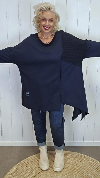 Amy asymmetrisk genser navy