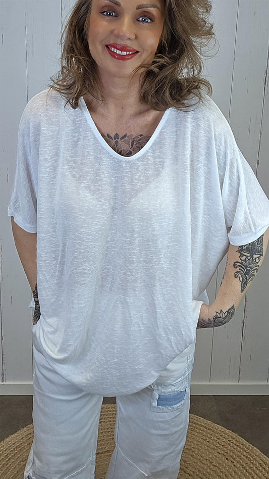 Catty oversized topp Hvit