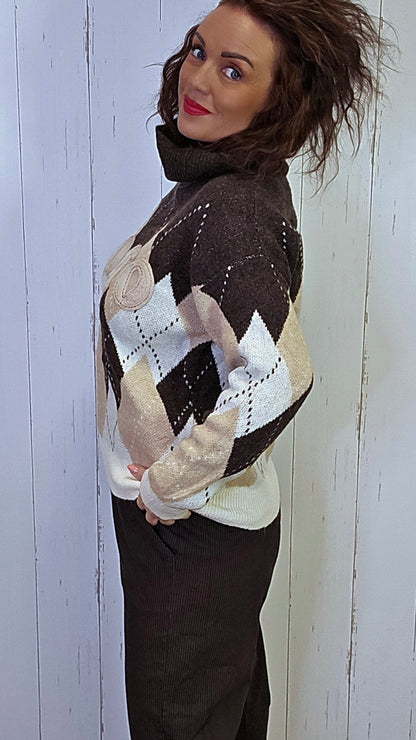 SOHO Mønstret Genser Brun