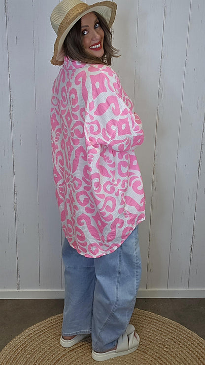 Hedda vaffelskjorte rosa