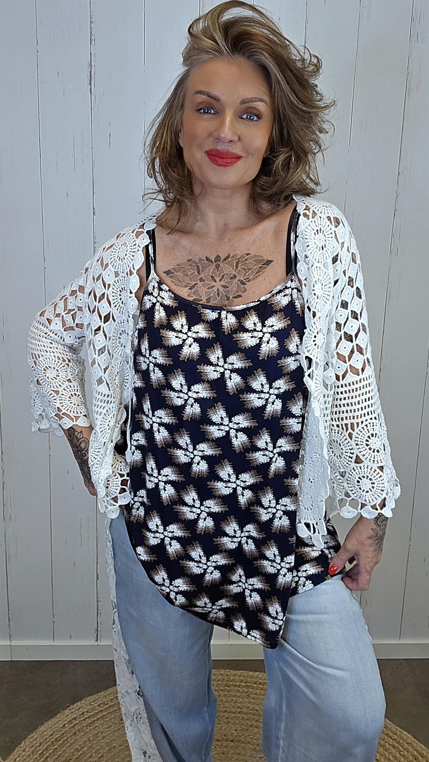 Klara singlet Blå med blomster