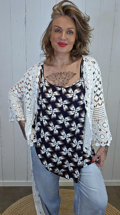 Klara singlet Blå med blomster