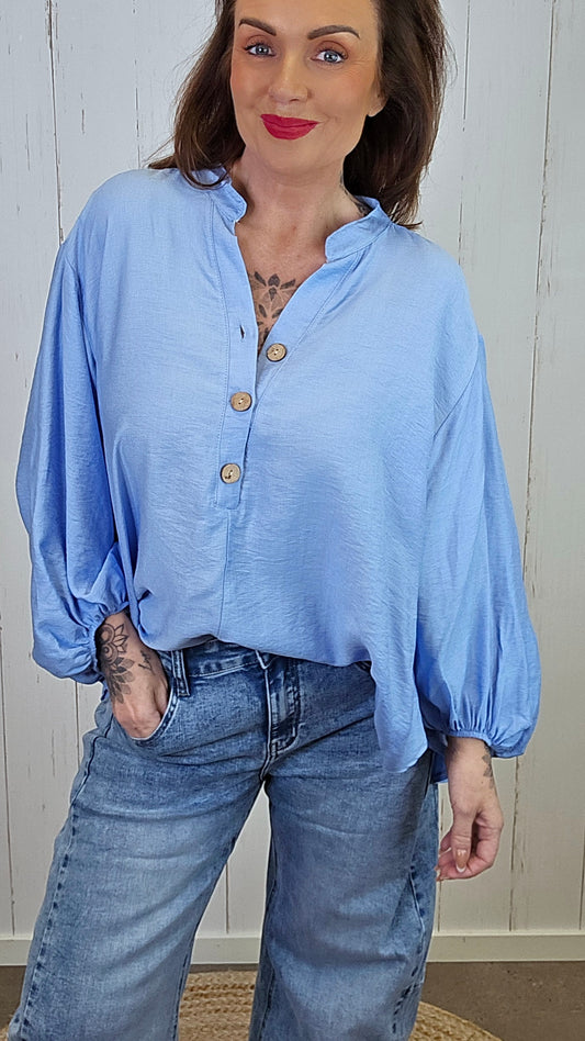 Sara Viskosebluse Blå
