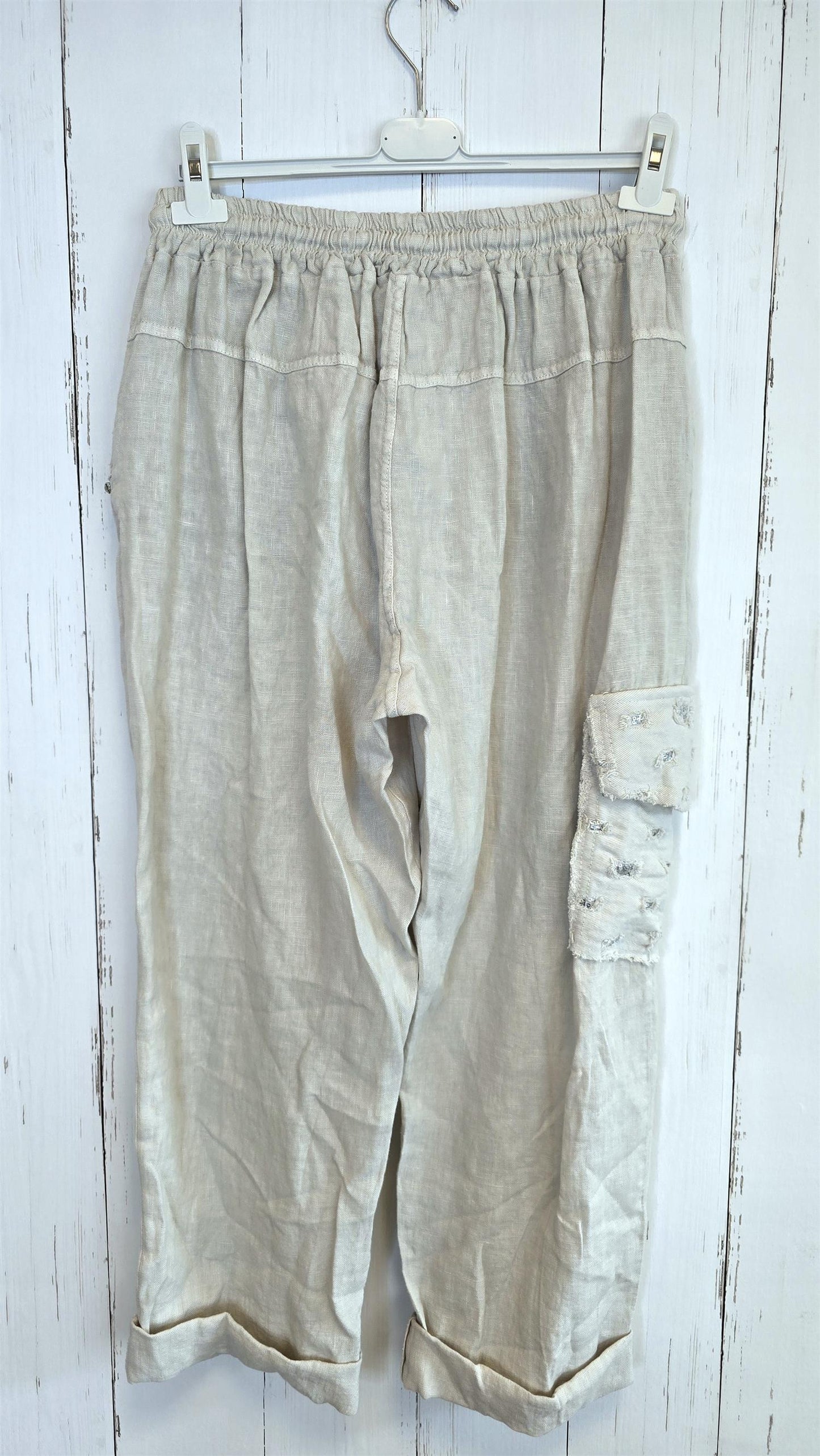 Leah linbukse med Dekor beige