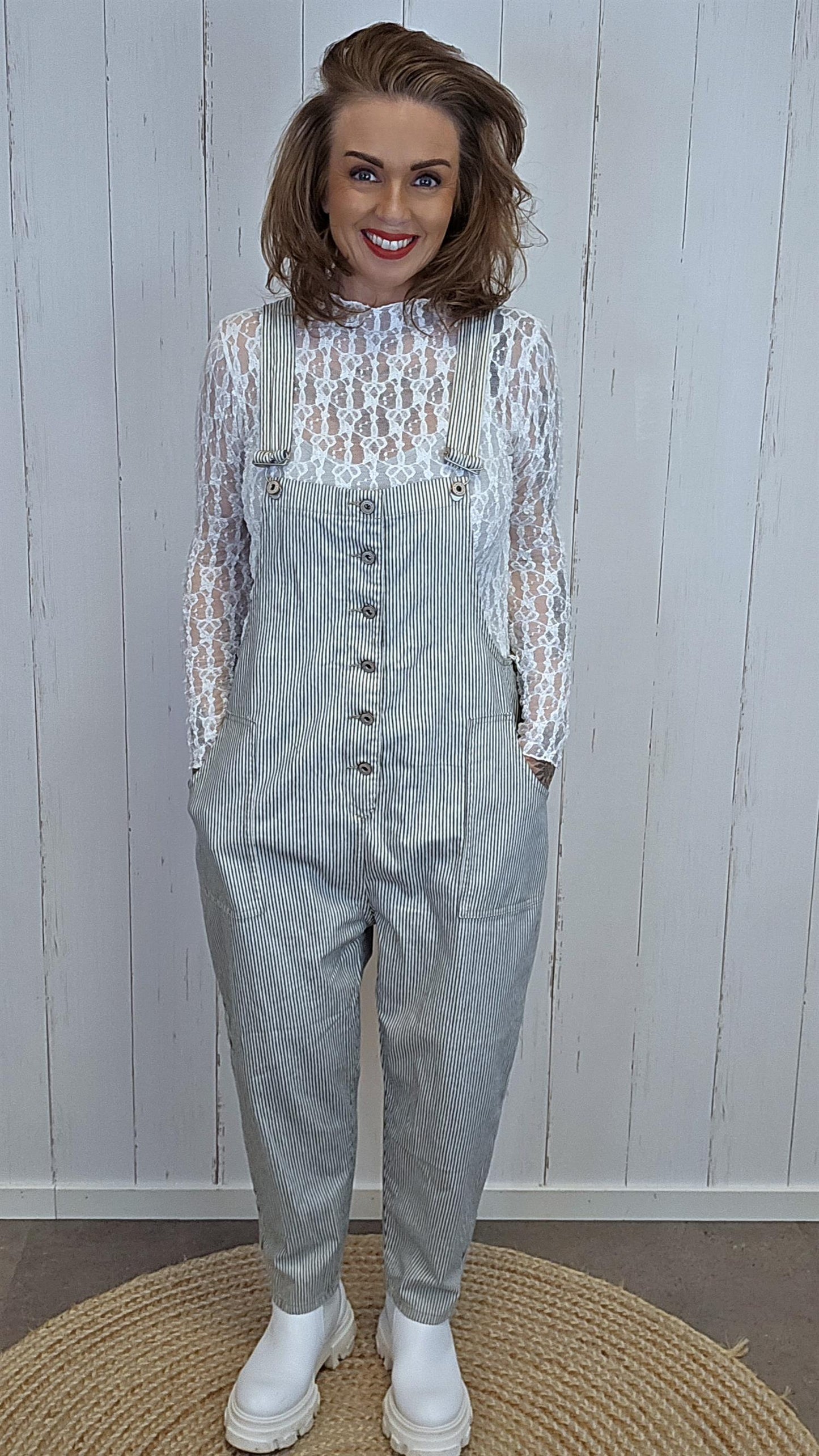 Pia snekkerbukse  striper navy