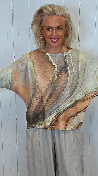 Tanja genser med kunstprint